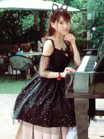 Sweet Lolita JSK Kleid Schwarz Polyester Ärmellose Rüschen Täglich Lässig Lolita Pullover Röcke