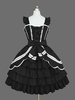 Sweet Lolita JSK Kleid Schwarz Ärmel Rüschen Lolita Pullover Röcke
