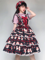 Sweet Lolita JSK-Kleid schwarz ärmelloses Lace Up zweifarbig Polyester täglich lässig Lolita Jumper Röcke