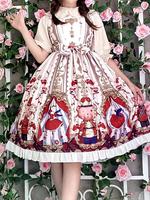 Sweet Lolita JSK Kleid Sugar Plum Fairy Printed Bow Lolita Jumper Röcke