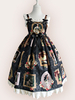 Sweet Lolita JSK Kleid Versailles Mädchen Print Rüschen Schleife Chiffon Schwarz Lolita Jumper Skirt