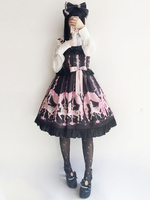 Sweet Lolita Kleid JSK Infanta Blume Karussell Print Bow Rüschen Jacquard Lolita Jumper Rock