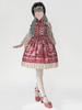 Sweet Lolita Kleid JSK Infanta Champs Elysees Print Bogen Rüschen Jacquard Dunkelrot Lolita Jumper Rock