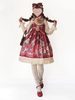 Sweet Lolita Kleid JSK Infanta Sugar Town Pom Pom Bow Ruffle Dunkelroter Lolita Jumper Rock