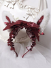 Sweet Lolita Kopfschmuck KC Showa Bunny Bows Kunstpelz bedruckt Lolita Haarschmuck