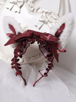 Sweet Lolita Kopfschmuck KC Showa Bunny Bows Kunstpelz bedruckt Lolita Haarschmuck