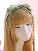 Sweet Lolita Kopfschmuck Perle Quaste Bow Satin Hellgrün Lolita Haarband