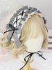 Sweet Lolita Kopfschmuck Schwarz-Spitze Bögen karierte Stirnband