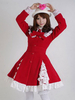 Sweet Lolita Mantel-Spitzenbesatz-Rüschen-Bogen-Woll-Lolita-Wintermantel