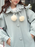 Sweet Lolita Mäntel Baby Blue Rüschen Synthetic Overcoat Winter Lolita Outwears