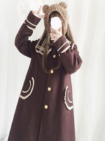 Sweet Lolita Mäntel Coffee Brown Rüschen Synthetic Overcoat Winter Lolita Outwears