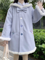 Sweet Lolita Mäntel Dark Navy Bows Mantel Polyester Winter Lolita Outwears Langarm