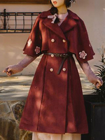 Sweet Lolita Mäntel Ember Red Fringe Cascading Rüschen Synthetic Overcoat Coat Winter Lolita Outwears