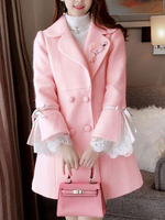Sweet Lolita Mäntel Rosa Rüschen Mantel Polyester Winter Lolita Outwears