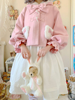 Sweet Lolita Mäntel Rosa Rüschen Schleifen Polyester Schleife Herbst Lolita Outwears