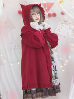 Sweet Lolita Mäntel Rote Rüschen Synthetikmantel Winter Lolita Outwears