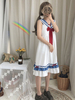 Sweet Lolita One Piece Kleid White Bows Plissee Lolita One Piece Kleider