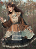 Sweet Lolita OP Dress Bows Schnüren Kaffee Braun Langarm Lolita One Piece Kleider