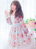 Sweet Lolita OP Dress Pudding Katzendruck Bow Ruffle Lolita Einteiliges Kleid
