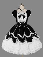 Sweet Lolita OP Dress Schwarze Lolita One Piece Kleider mit Rüschen