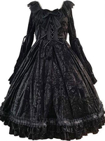Sweet Lolita OP Dress Schwarze Lolita One Piece Kleider mit Rüschen