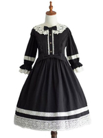Sweet Lolita OP Dress Schwarze Lolita One Piece Kleider mit Rüschen