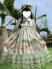 Sweet Lolita OP Kleid bedruckt hellgrüne Plissee Lace Lolita One Piece Kleider
