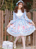 Sweet Lolita OP Kleid Blaubeer Print Schleifen Spitze Langarm Lolita One Piece Kleider