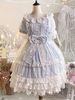 Sweet Lolita OP Kleid Blue Bows Kurzarm Glitter Lolita One Piece Kleider
