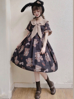 Sweet Lolita OP-Kleid Bär Drucken mit kurzen Ärmeln Sailor Lolita One Piece Kleider