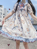 Sweet Lolita OP-Kleid Bär Print Bögen kurze Hülsen Lolita One Piece Kleider