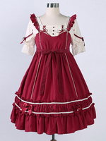 Sweet Lolita OP-Kleid Burgund Bögen Lolita One Piece Kleider