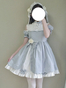 Sweet Lolita OP Kleid Camellia Story Rüschenbogen Blau Lolita Einteiliges Kleid