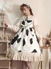 Sweet Lolita OP Kleid Cow Garden Weiß Bedruckte Langarm Lolita One Piece Kleider