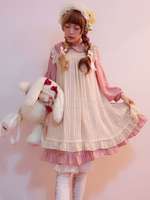 Sweet Lolita OP Kleid Infanta Antique Doll Chiffon Rüschen Einteiliges Kleid (Ohne Schürze)