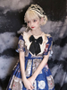 Sweet Lolita OP Kleid Klassische Puppe Plissee Bögen Blau bedruckt mit kurzen Ärmeln Lolita One Piece Kleider