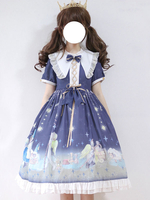 Sweet Lolita OP-Kleid Little Prince - Rüsche aus Baumwoll-Slub mit Lolita-Einteiler