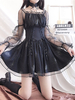 Sweet Lolita OP Kleid Milky Way Romance Black Rüschen schnüren sich oben Lolita One Piece Kleider