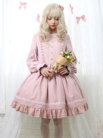 Sweet Lolita OP-Kleid mit langen Ärmeln Rüschen Lolita One Piece Kleider