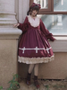 Sweet Lolita OP-Kleid Rüsche Rüsche Zweifarbig Burgund Lolita Einteiliges Kleid