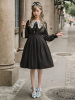 Sweet Lolita OP-Kleid Rüschen Bow Langarm-Lolita One Piece Kleider