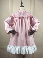 Sweet Lolita OP Kleid Rüschen Pink Two Tone Langarm Lolita One Piece Kleider