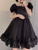 Sweet Lolita OP Kleid Schwarze Rüschen Kurzarm Lolita Einteilige Kleider