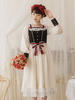 Sweet Lolita OP Kleid Spitze Weiß Polyester Langarm Rote Schleifen Knoten Rüschen Schneewittchen Traditionelle Lolita Einteilige Kleider