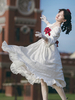 Sweet Lolita OP Kleid Weiß Polyester Langarm Rot Bowknot Rüschen Schneewittchen Lolita Einteilige Kleider