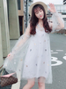 Sweet Lolita Outfit Blue Ocean Ruffle Pailletten Lolita Jumper Rockkleid mit Tüll-Überrock