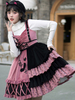 Sweet Lolita Outfits 3-teiliges Set Schwarze Schleifen Rüschen Rundhalsausschnitt Langarm Lolita Pullover Rock