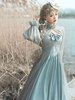 Sweet Lolita Outfits Blau Grau Metall Details Schleifen Juwelen Langarm Pullover Rock Cover-Up 2-teiliges Set