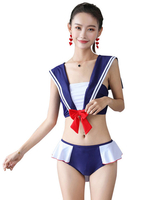 Sweet Lolita Outfits Blue Bow Rüschen Bögen Ärmellose Hose Top Badeanzug Outfit