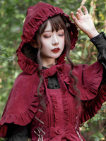 Sweet Lolita Outfits Burgunder Schleife Rüschen Schleifen Ärmelloser Pullover Umhang